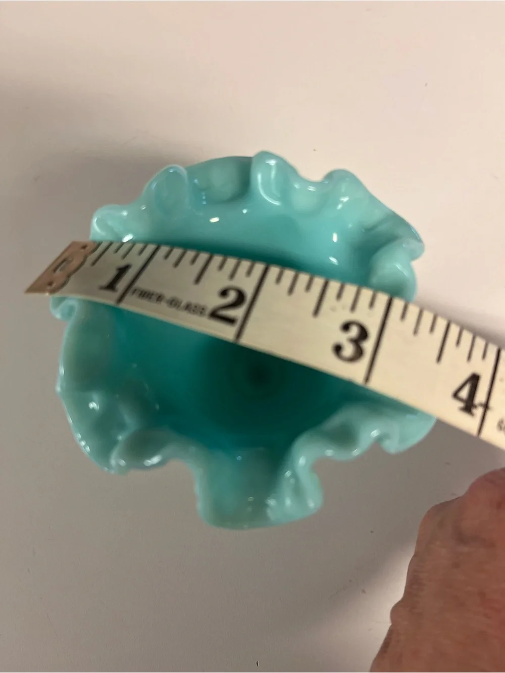 Fenton Turquoise milk glass trumpet base - Picture 7 of 8